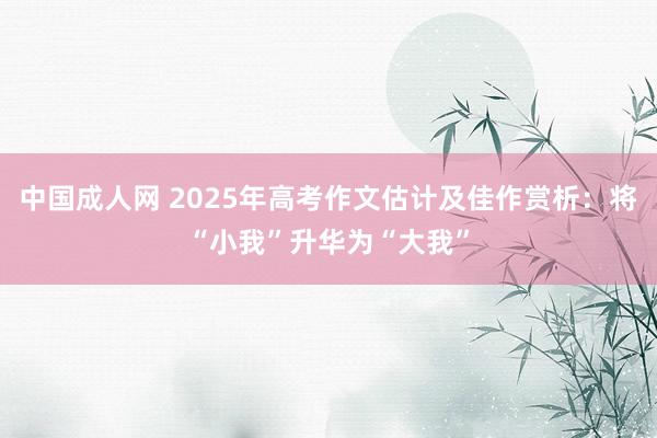 中国成人网 2025年高考作文估计及佳作赏析：将“小我”升华为“大我”