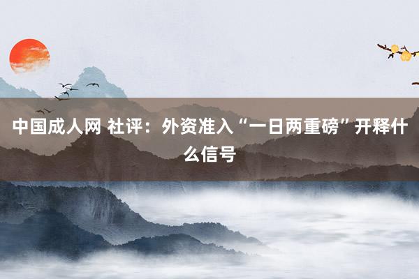 中国成人网 社评：外资准入“一日两重磅”开释什么信号