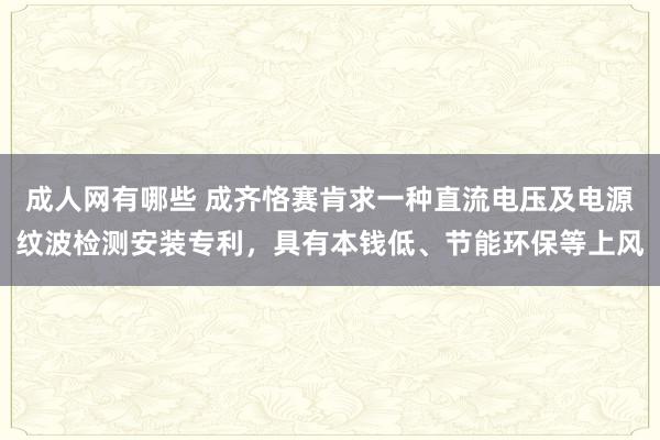 成人网有哪些 成齐恪赛肯求一种直流电压及电源纹波检测安装专利，具有本钱低、节能环保等上风