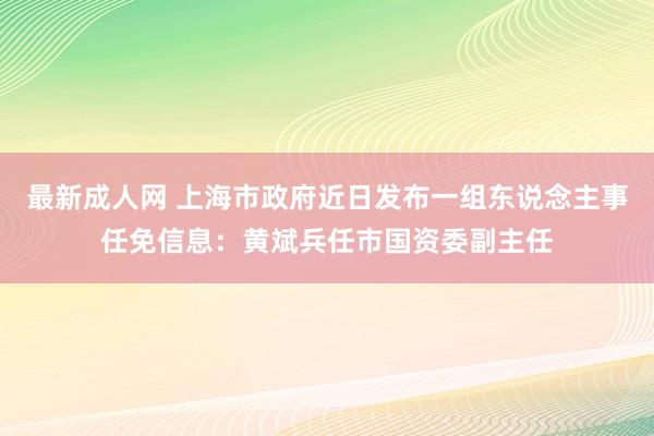 最新成人网 上海市政府近日发布一组东说念主事任免信息：黄斌兵任市国资委副主任