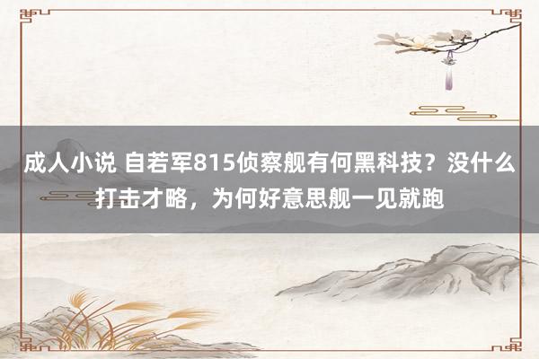 成人小说 自若军815侦察舰有何黑科技？没什么打击才略，为何好意思舰一见就跑