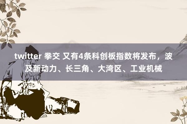 twitter 拳交 又有4条科创板指数将发布，波及新动力、长三角、大湾区、工业机械