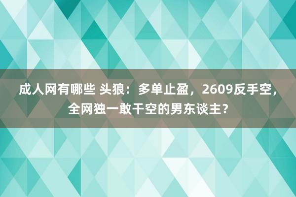 成人网有哪些 头狼：多单止盈，2609反手空，全网独一敢干空的男东谈主？