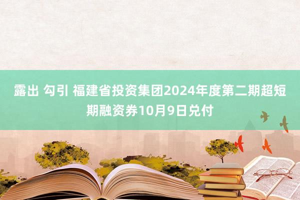 露出 勾引 福建省投资集团2024年度第二期超短期融资券10月9日兑付