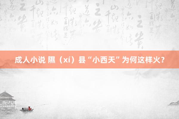 成人小说 隰（xí）县“小西天”为何这样火？