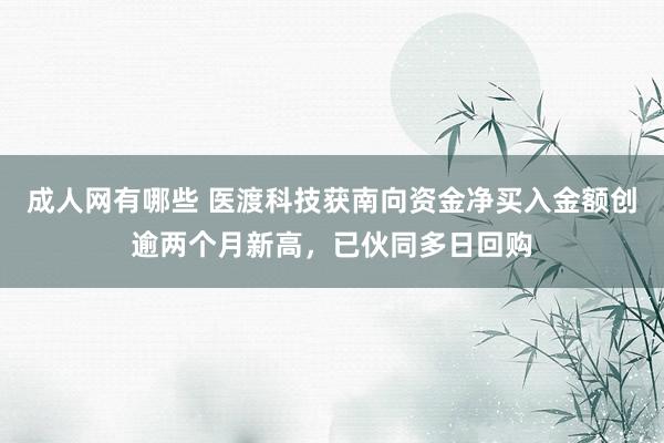 成人网有哪些 医渡科技获南向资金净买入金额创逾两个月新高，已伙同多日回购