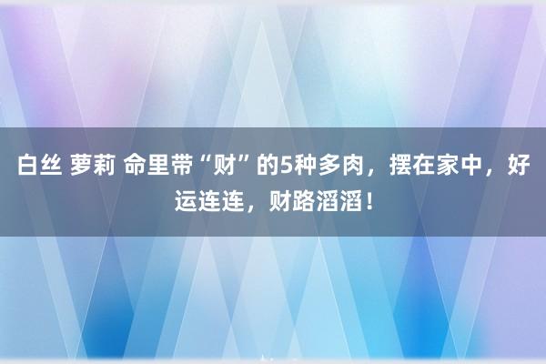 白丝 萝莉 命里带“财”的5种多肉，摆在家中，好运连连，财路滔滔！