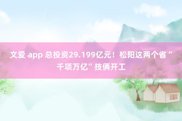 文爱 app 总投资29.199亿元！松阳这两个省“千项万亿”技俩开工