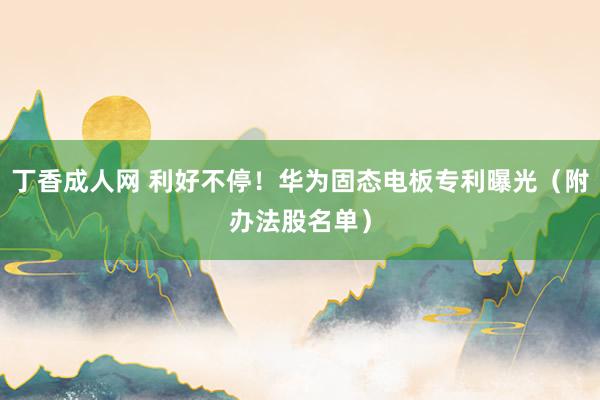 丁香成人网 利好不停！华为固态电板专利曝光（附办法股名单）