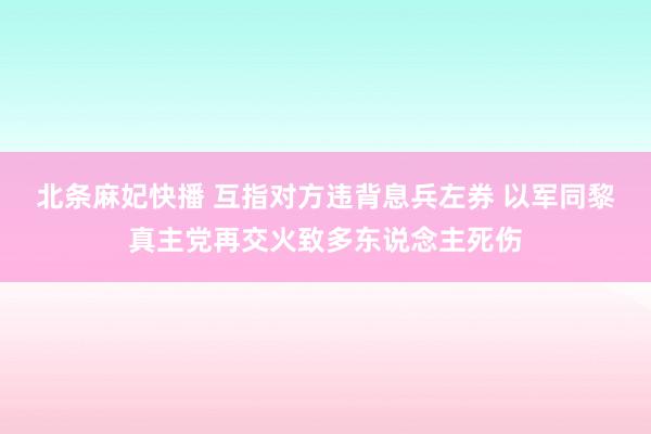 北条麻妃快播 互指对方违背息兵左券 以军同黎真主党再交火致多东说念主死伤