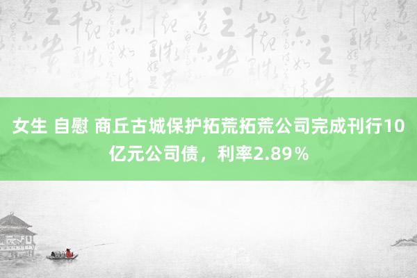 女生 自慰 商丘古城保护拓荒拓荒公司完成刊行10亿元公司债，利率2.89％