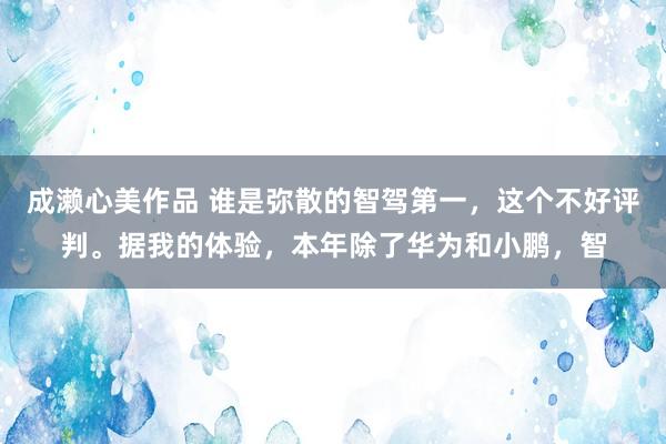 成濑心美作品 谁是弥散的智驾第一，这个不好评判。据我的体验，本年除了华为和小鹏，智