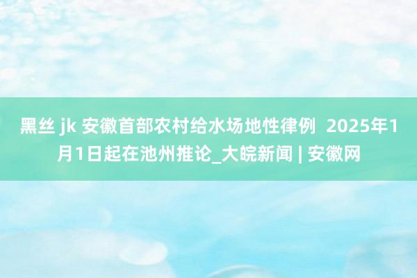 黑丝 jk 安徽首部农村给水场地性律例  2025年1月1日起在池州推论_大皖新闻 | 安徽网