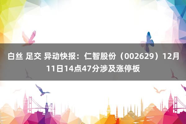 白丝 足交 异动快报：仁智股份（002629）12月11日14点47分涉及涨停板