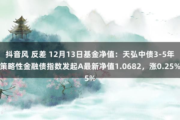 抖音风 反差 12月13日基金净值：天弘中债3-5年策略性金融债指数发起A最新净值1.0682，涨0.25%