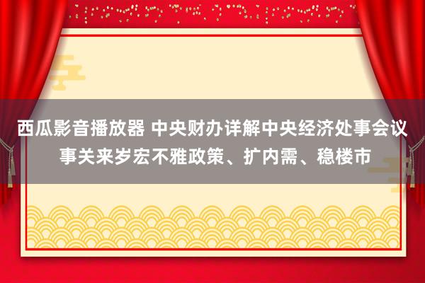 西瓜影音播放器 中央财办详解中央经济处事会议 事关来岁宏不雅政策、扩内需、稳楼市