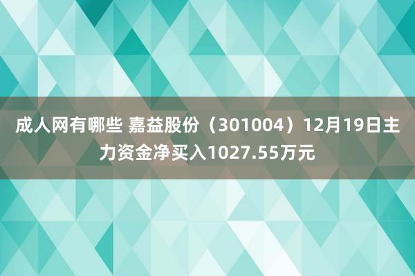 成人网有哪些 嘉益股份（301004）12月19日主力资金净买入1027.55万元