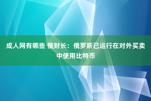 成人网有哪些 俄财长：俄罗斯已运行在对外买卖中使用比特币