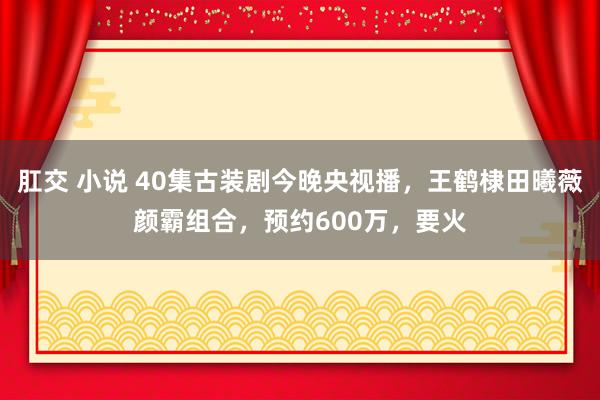 肛交 小说 40集古装剧今晚央视播，王鹤棣田曦薇颜霸组合，预约600万，要火