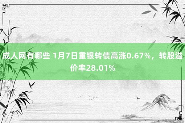 成人网有哪些 1月7日重银转债高涨0.67%，转股溢价率28.01%