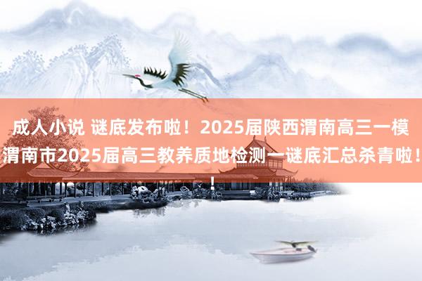 成人小说 谜底发布啦！2025届陕西渭南高三一模渭南市2025届高三教养质地检测一谜底汇总杀青啦！