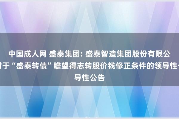 中国成人网 盛泰集团: 盛泰智造集团股份有限公司对于“盛泰转债”瞻望得志转股价钱修正条件的领导性公告