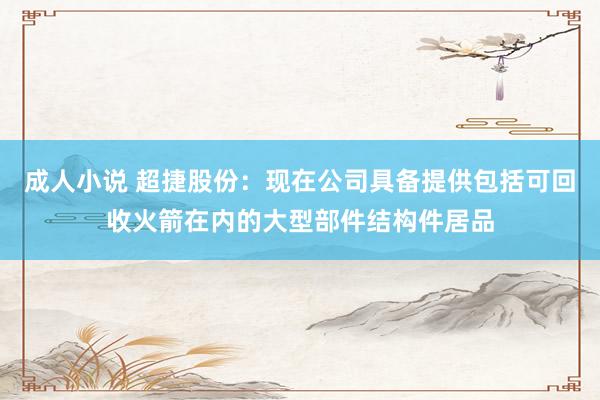 成人小说 超捷股份：现在公司具备提供包括可回收火箭在内的大型部件结构件居品