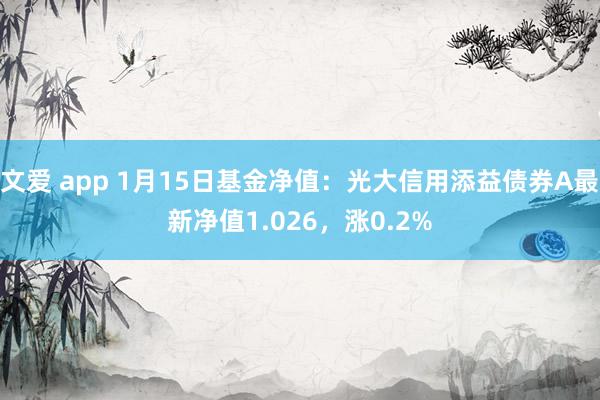 文爱 app 1月15日基金净值：光大信用添益债券A最新净值1.026，涨0.2%